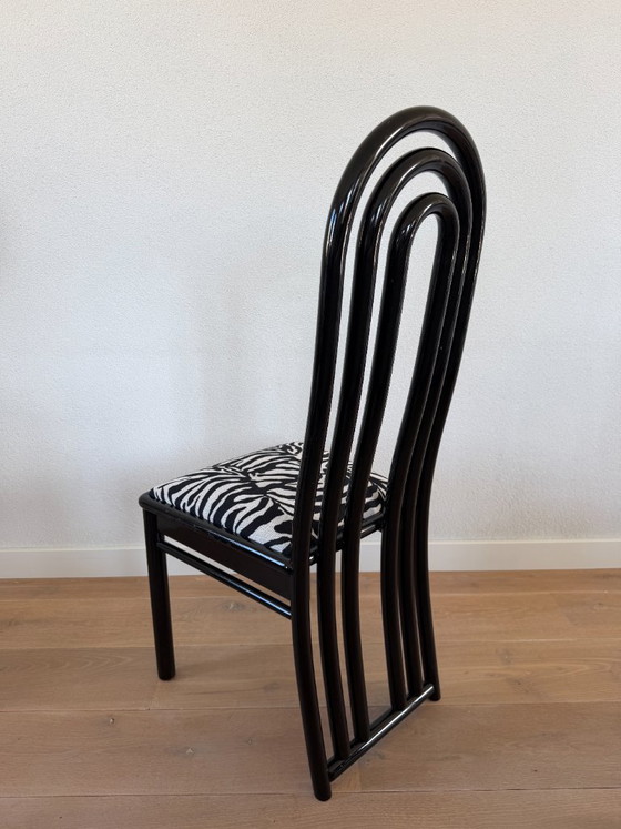 Image 1 of Set of 3 Postmodern Dining Chairs – Memphis Style – Zebra Print