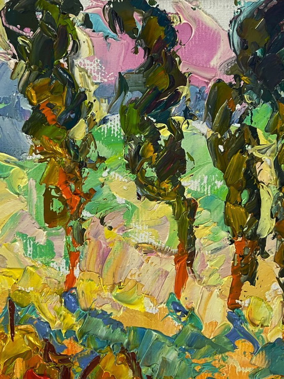 Image 1 of Original Oil Painting Nature Landscape Summer In the Sunny Meadows