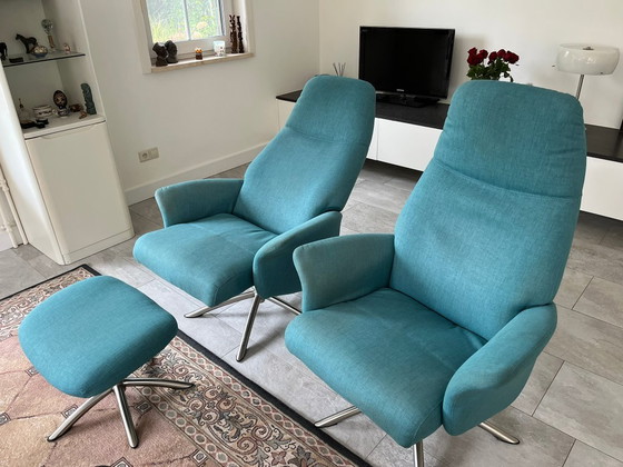 2 Hjort Knudsen Sessel + Fußhocker – Drehstühle, Textile (photo 3 of 8)