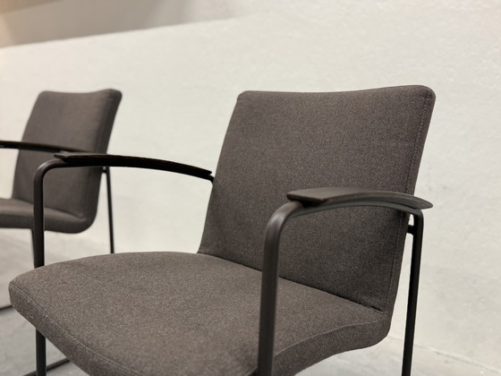 Image 1 of 4 chaises de salle à manger Leolux Talos, couleur feutre marron