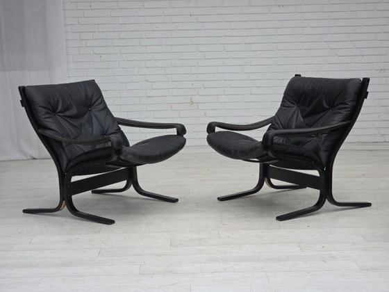 Image 1 of 1970s, Norwegian design by Ingmar Relling, model "Siesta", furniture leather.