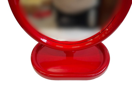 Image 1 of Specchio da Tavolo Vintage Gedy Design - Modello "Sylvie" - Rosso Space Age '70