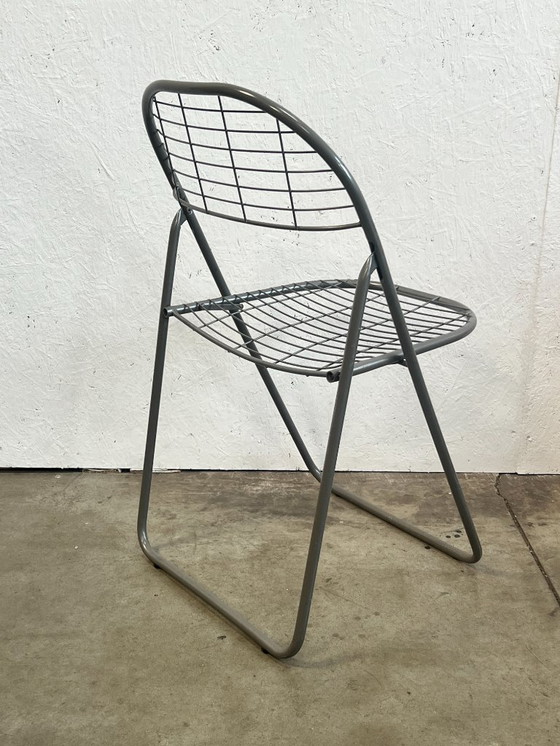 Image 1 of Sedia vintage pieghevole grigia/sedia in filo metallico, Niels Gammelgaard per IKEA, anni '80