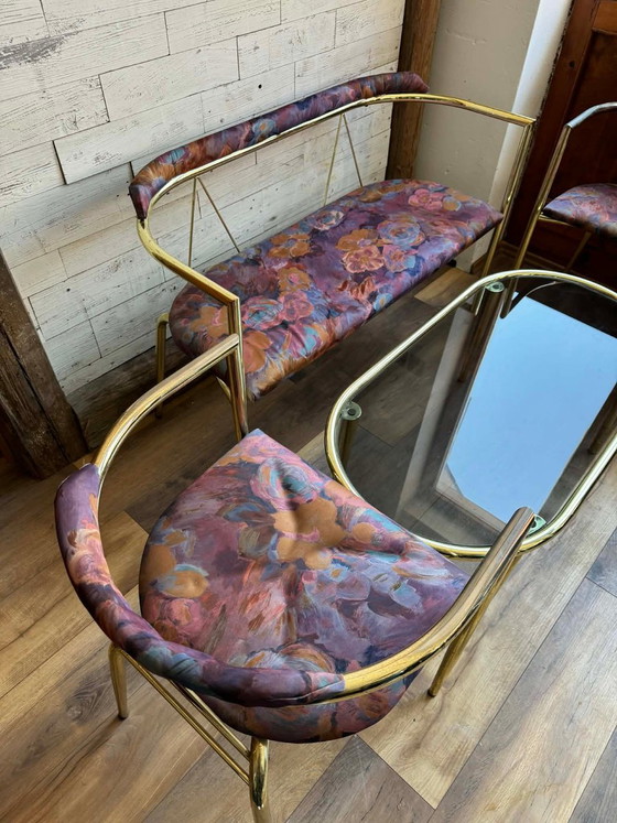 Mid-Century Modern Lounge Set in Brass, 1960s, Set of 4 – Glass, Hollywood Regency (photo 3 of 8)