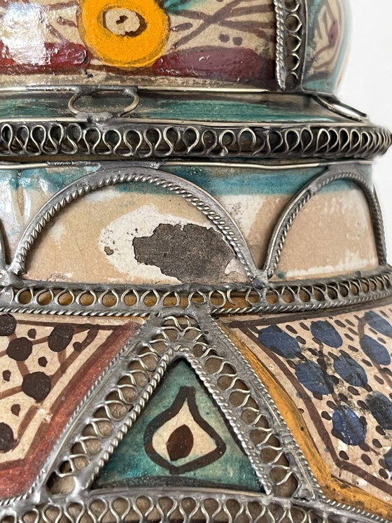 Große marokkanische Potiche aus Keramik und Metall – 38 cm – Dekorative Objekte, Ceramic (photo 12 of 15)