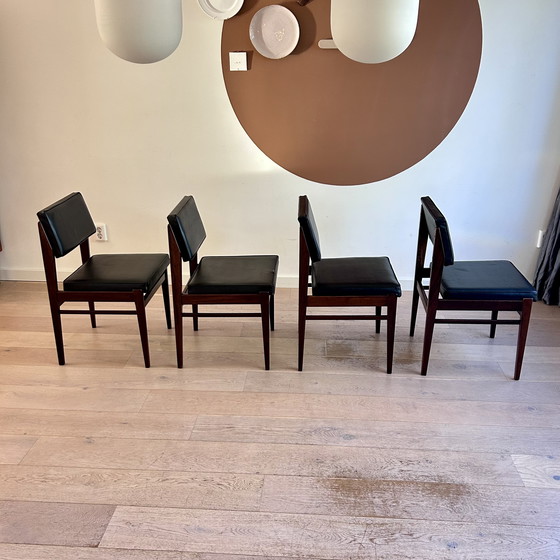 Image 1 of Vintage Topform eetkamerstoelen teak/skai set van 4