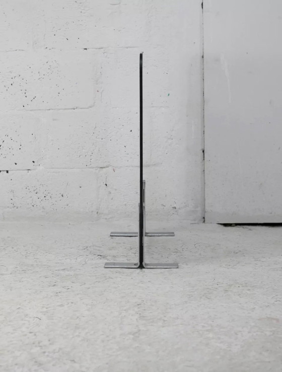 Image 1 of Pare-feu Saint-Gobain, Acier Chromé et Verre Fumé, France