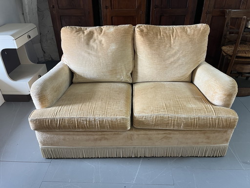 Sofa and 3 velvet armchairs set