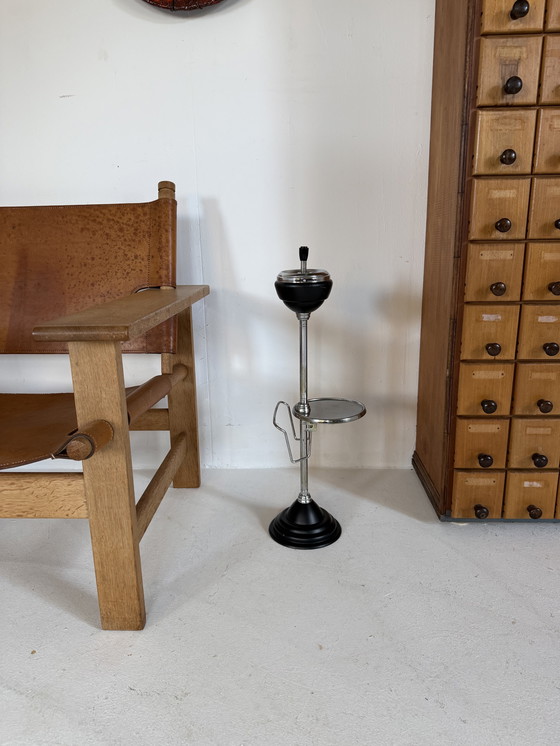 Image 1 of Vintage standing ashtray with table and magazine rack '50