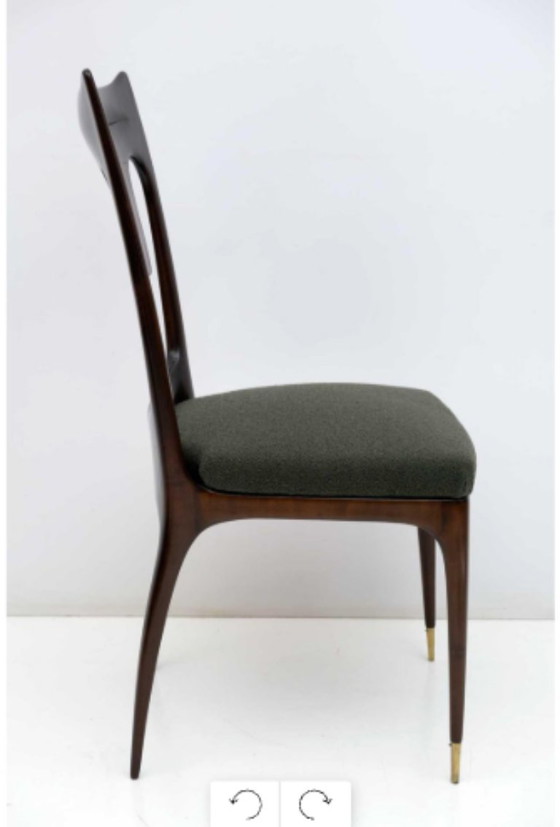Image 1 of Ico & Luisa Parisi MidCentury Modern Italian Walnut and Bouclè Dining Chairs 50s