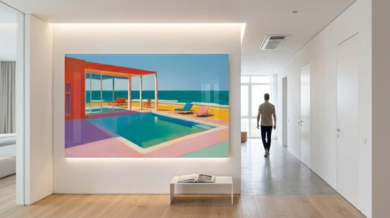 Architecture Pool Summer – Art Deco & Mid-Century Acrylic Glass Artwork 170 × 100 cm – Art Prints, Plexiglass (photo 6 of 7)
