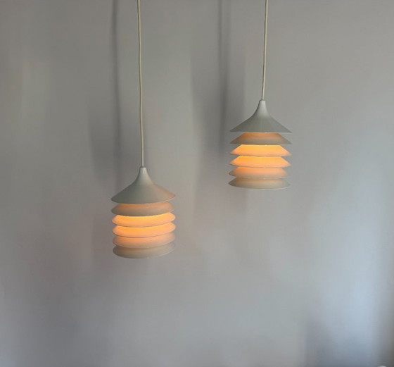 Image 1 of 2x Vintage IKEA lamp: witte Duett T202, Bent Gantzel Boysen