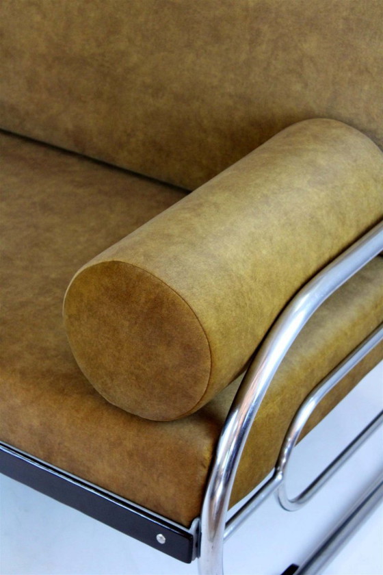 Image 1 of Restauriertes Bauhaus-Sofa aus verchromten Stahlrohren von Hynek Gottwald, 1930er Jahre