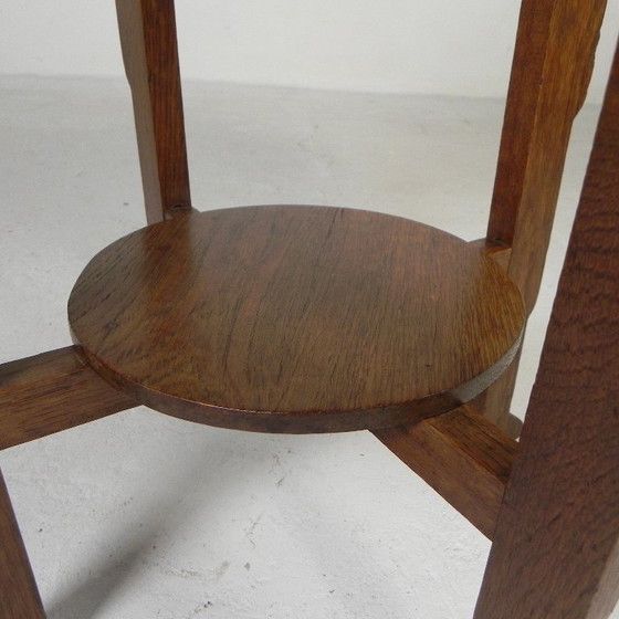 Image 1 of Mesa Art Déco con tablero de latón, Escuela de Ámsterdam, década de 1930