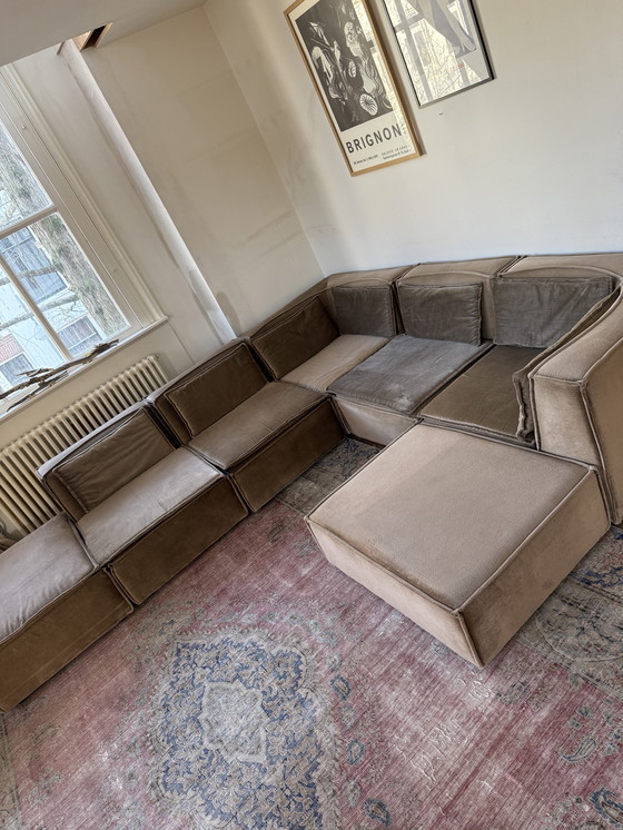 Image 1 of Modular vintage design sofa in brown velvet – 1970s Italian