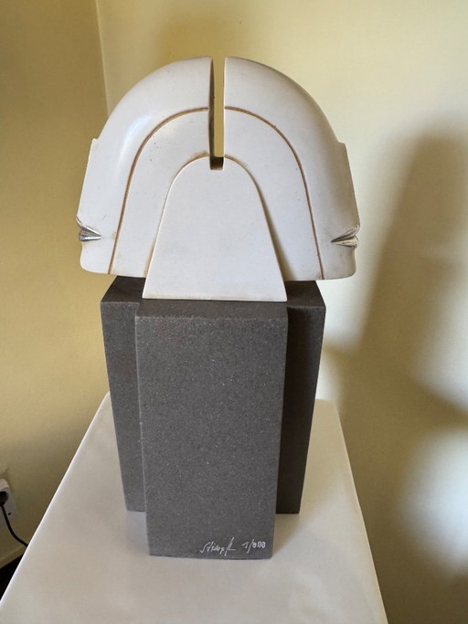 Günther Stimpfl Skulptur „Doppelkopf“ Kunstmarmor – Rarität: EXEMPLAR NR. 1 von 300