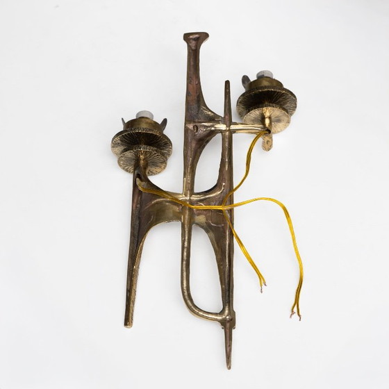 Paar brutalistische Bronze-Wandleuchten und Murano-Glas-Sconces von Felix Agostini (photo 8 of 8)