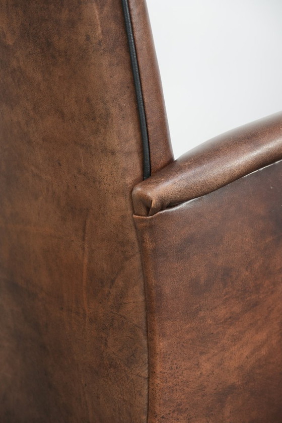 Image 1 of 4 chaises de salle à manger/d'appoint magnifiquement finies avec accoudoirs en cuir de vachette