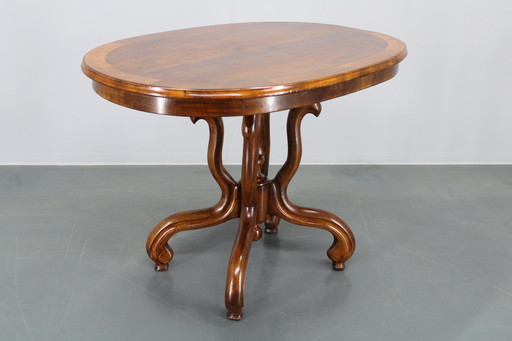 Table en bois courbé des années 1930 avec plateau en noyer, Tchécoslovaquie