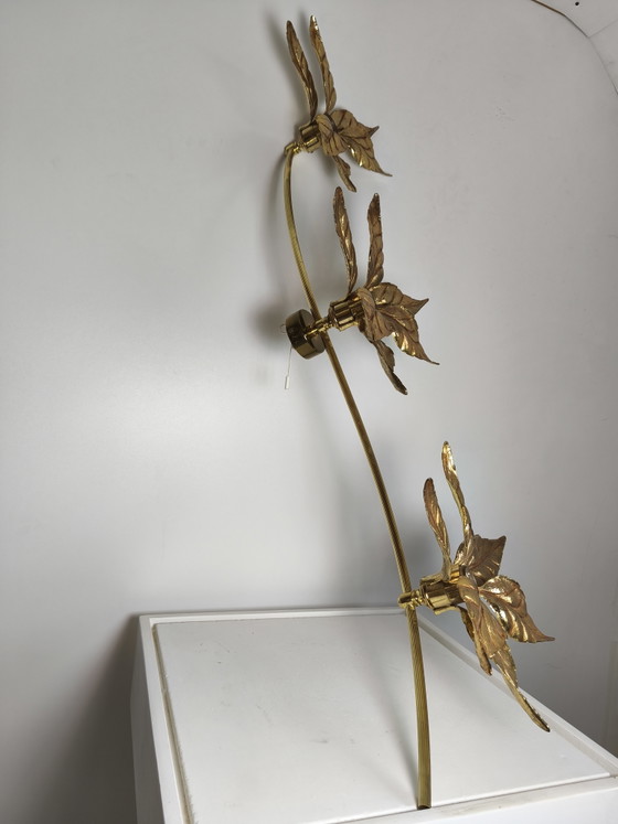 Willy Daro Gouden Hollywood Regency Florale Wand- of Plafondlamp jaren 70 – Massive, Wandlampen, Brass (photo 4 of 10)