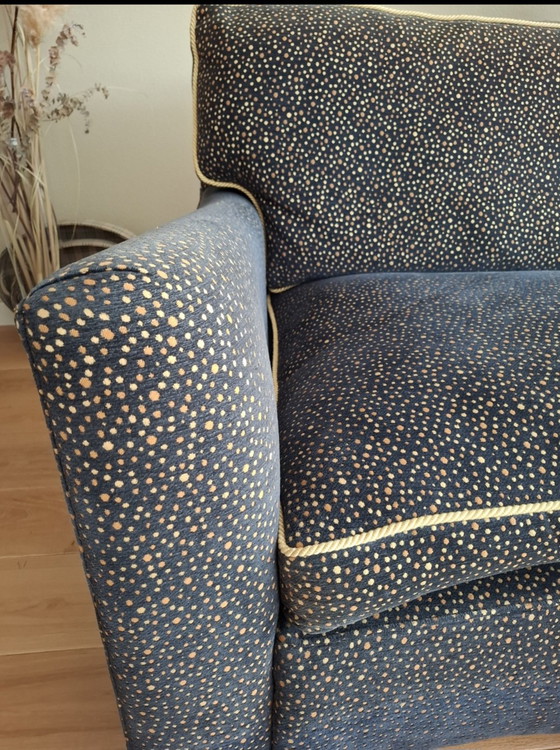 Image 1 of Blauwe bank incl bijpassende hocker en kussenhoezen