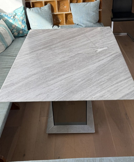 Luxus Designer-Marmortisch ausziehbar mit edlem Spiegelfuß – Top Zustand!