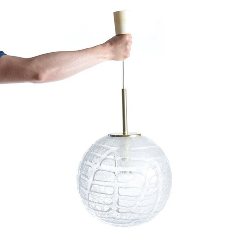 Vintage glazen plafondlamp, Duitsland 1970