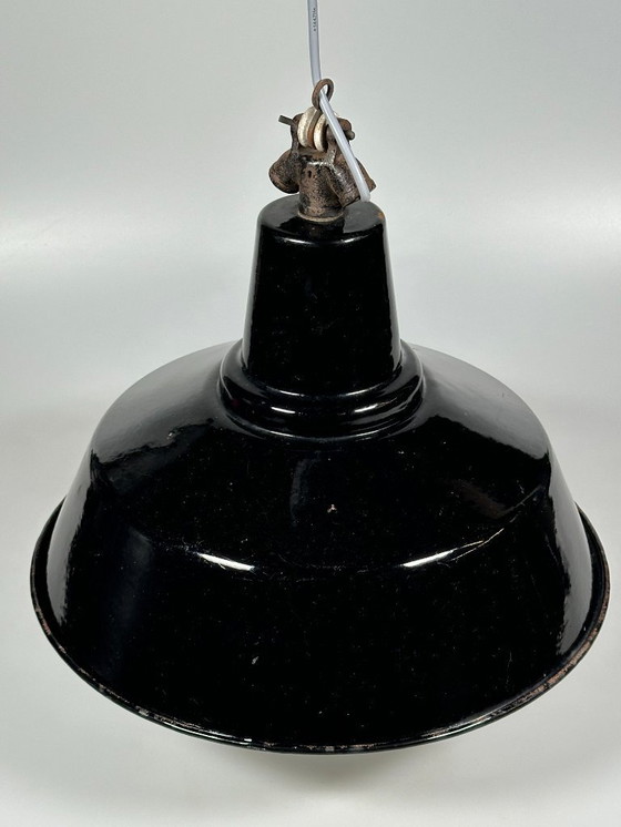 Image 1 of jaren 30 40 plafondlamp industriële lamp emaille loft metaal Bauhaus design