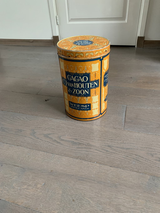 Vintage cacaoblik.
