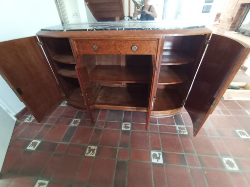 Autentica credenza Art Déco (anni '30) - Legno di radica e marmo nero – dressoirs, Marble, Metal (photo 2 of 5)