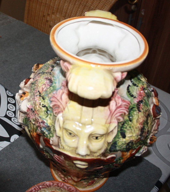 Image 1 of Capodimonte decorative vase with lid – Italian ceramics – 44 cm