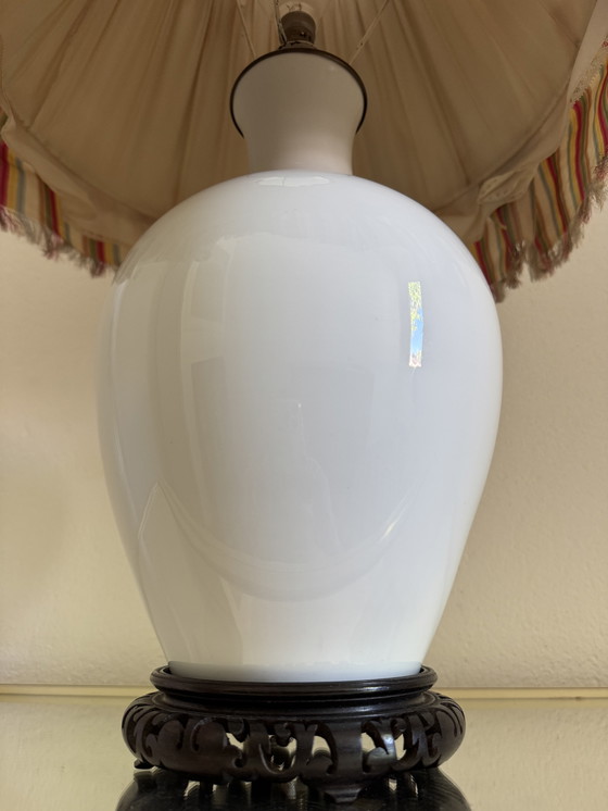 Image 1 of Große Lampe aus Porzellan und Seidentaft