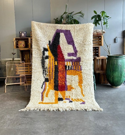 Moroccan Rug Handmade Wool Rug Beni Mrirt Berber Rug Abstract Modern Rug Luxury Designer Rug Artistic Statement Rug