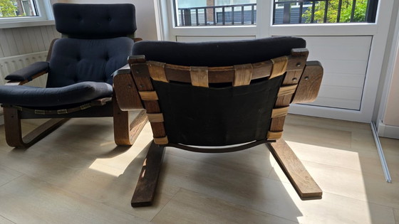 Image 1 of Scandinavian wenge plywood pair of armchairs 1970