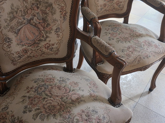 Image 1 of 2 classic armchairs in elegant Louis XV style.