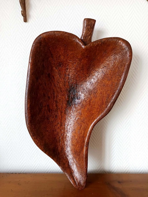 Grande coupe en bois brutaliste, 65 cm 