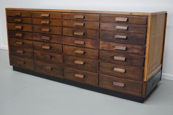 Image 1 of Antiker deutscher Ladentisch aus Eiche / Kurzwarenschrank / Vitrine, ca. 1950