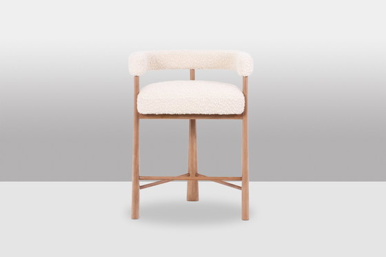 Image 1 of Pair of Bar Stools in Blond Beech. Contemporary work.