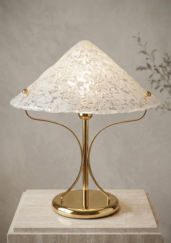 Image 1 of MURANO Large 46cm Table Lamp by Sylcom - Broken Ice Effect - Handmade - Made in Italy New