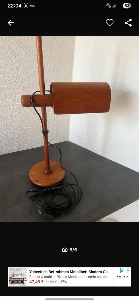 Image 1 of Mid-Century Temde Table Lamp – Teak Wood – Vintage 60s/70s