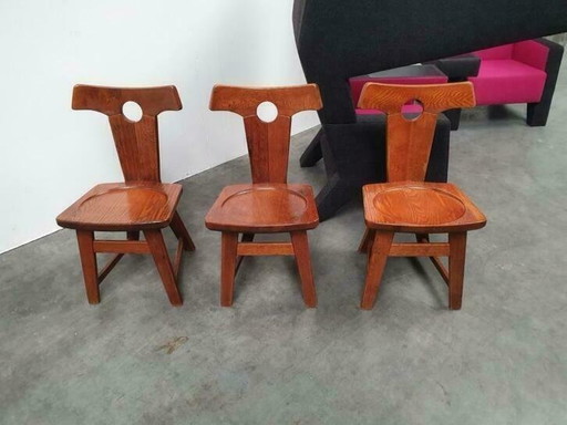 Brutalist Oak Chairs 60s Black