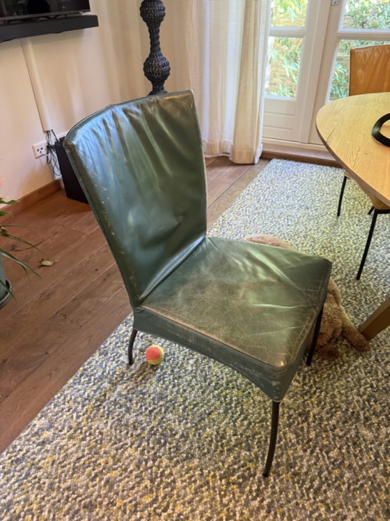 Set aus 4 Esszimmerstühlen, mehrfarbiges Leder, Montis, Metall, Blau, Modern (Foto 3 von 5)