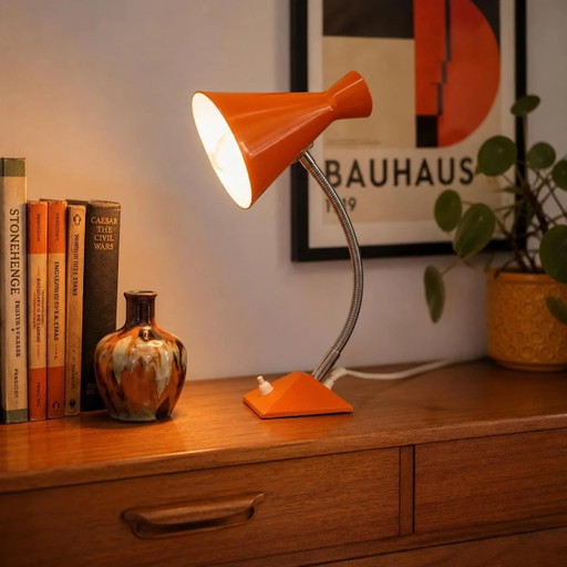 Space Age Tafellamp Oranje Jaren 70 | Vintage Mid-Century Bureaulamp | Retro Design Lamp