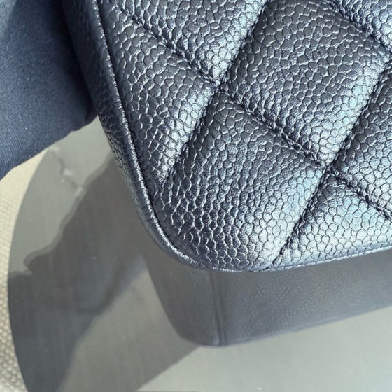 Image 1 of Chanel Seasonal Flap Bag - Caviar Quilted Medallion Soul Black Caviar Gold Hardware Microchip