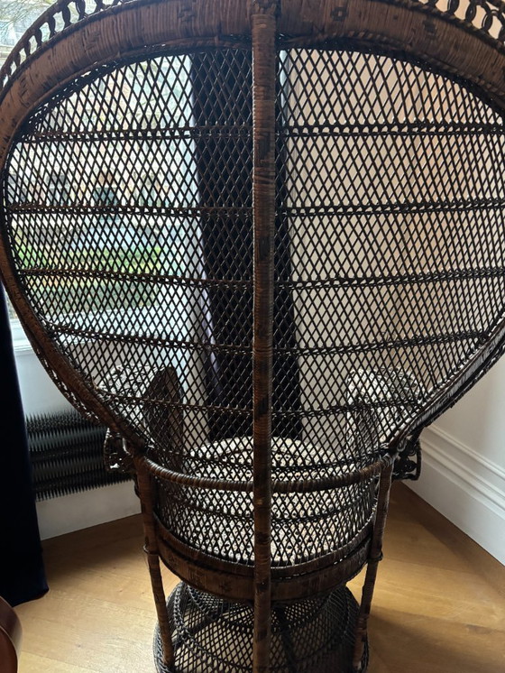 Image 1 of Vintage Rotan Pauwenstoel - jaren '70