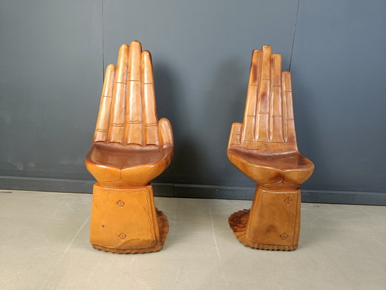 Image 1 of Paire de chaises en teck façonnées à la main, 1970