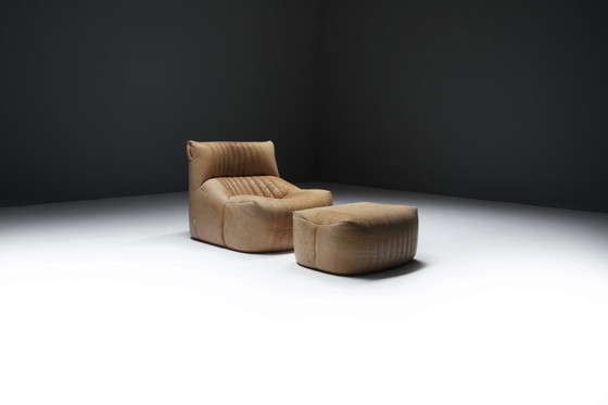 Image 1 of Aralia vintage '1981' in pelle originale di Michel Ducaroy per Ligne Roset