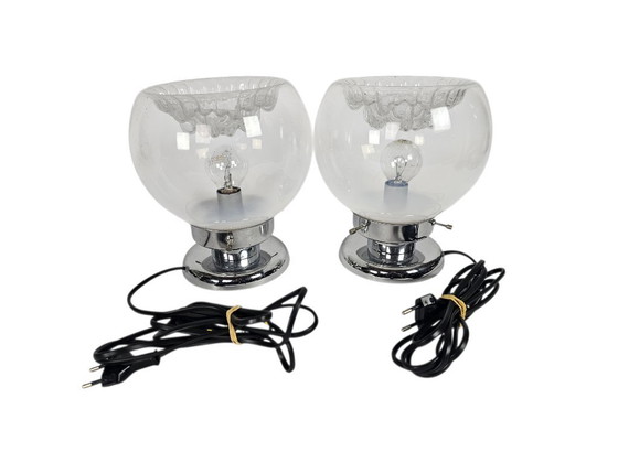 Image 1 of Murano - Mazegga - Carlo Nason - set di 2 lampade da tavolo - vetro - cromo - anni '60