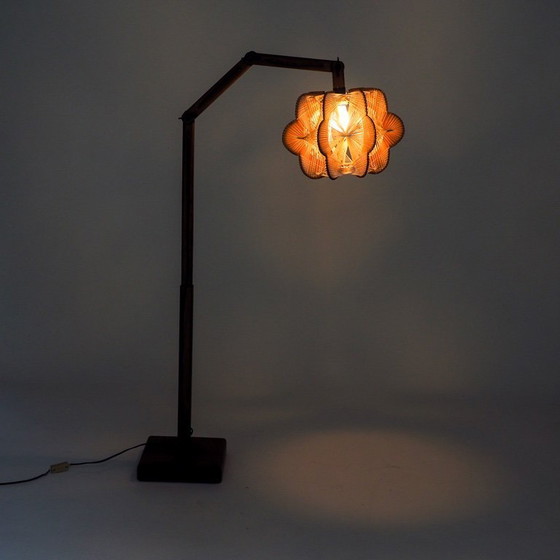 Image 1 of Lampadaire vintage danois avec abat-jour tissé