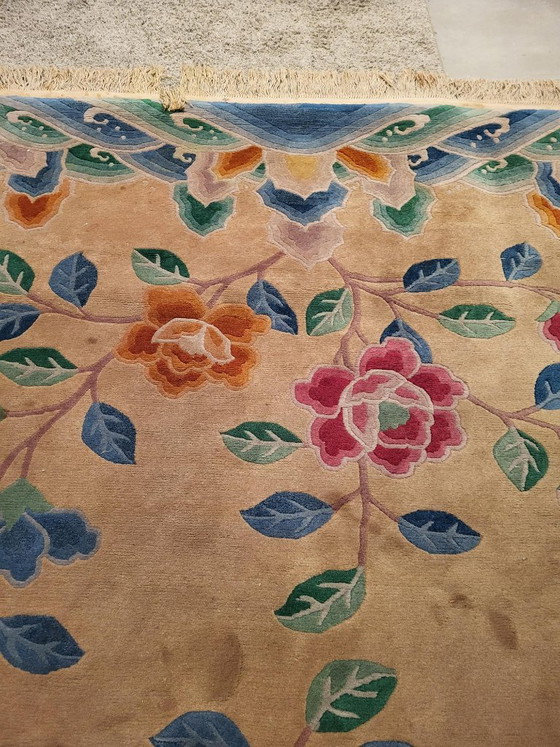 Tapis tibétain vintage noué à la main, Tibetan Rugs, Laine, Beige (photo 2 sur 5)